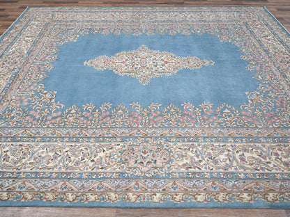 Blue 8'10" x 11'10" Vintage Hand knotted Wool Rug - Sku: O02053