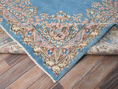 Blue 8'10" x 11'10" Vintage Hand knotted Wool Rug - Sku: O02053
