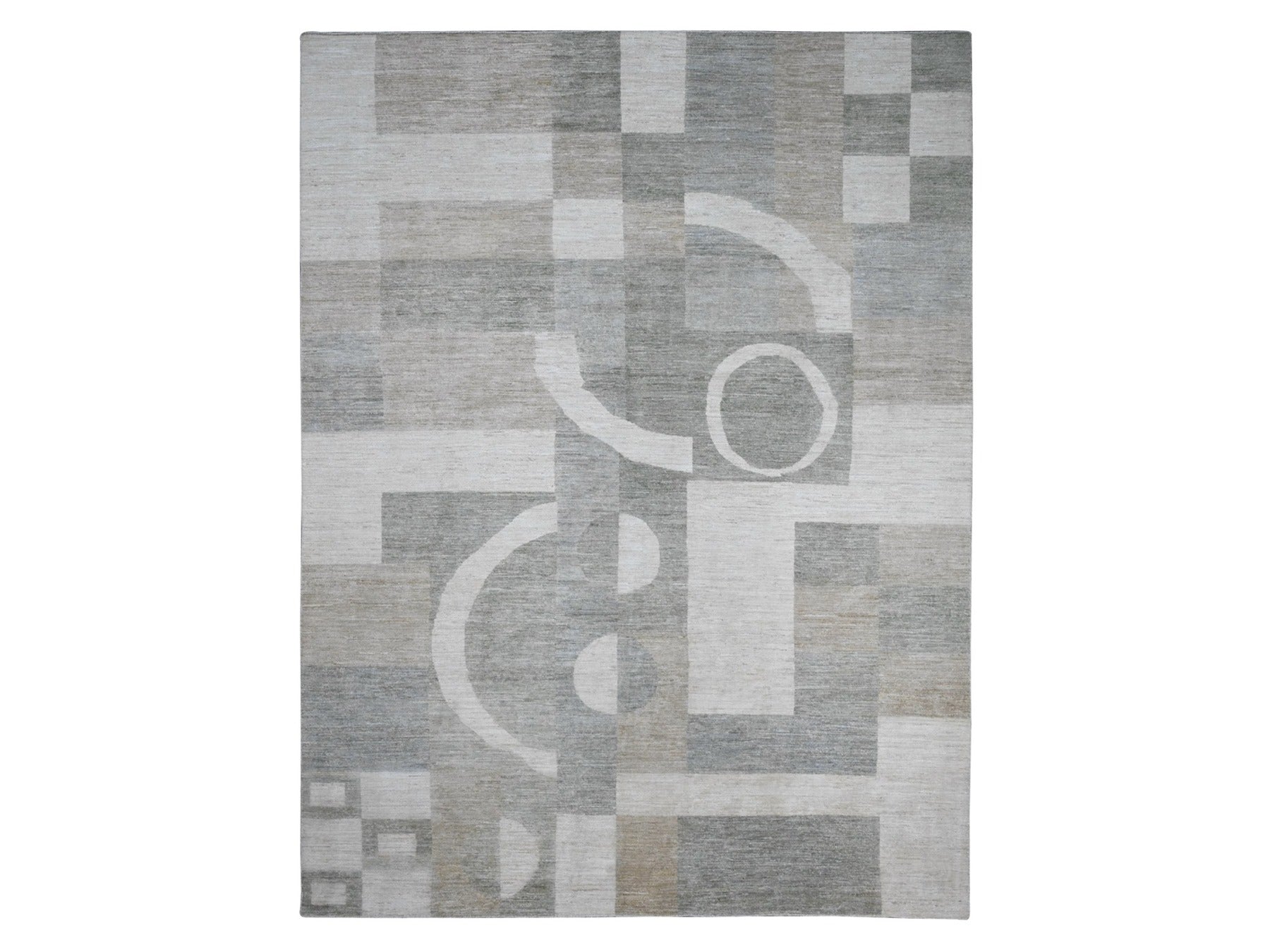 Tribal & Geometric hand-knotted wool rug in Gray, 8'9" x 11'6" — SKU O020540