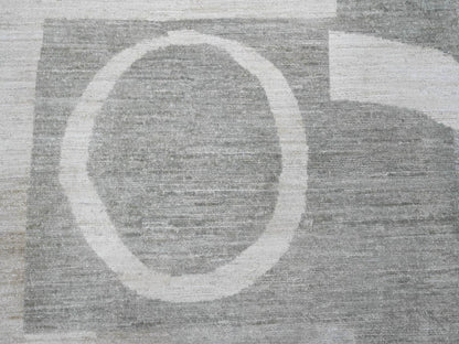 Grey 8'9" x 11'6" Tribal & Geometric Hand knotted Wool Rug - Sku: O020540