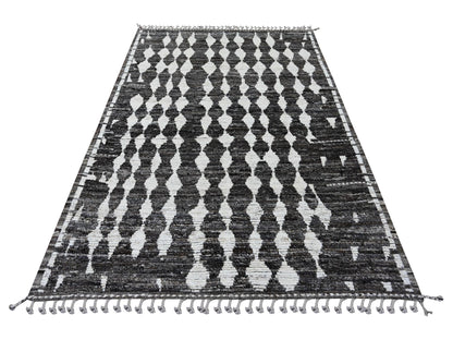 Grey 5'6" x 8'0" Tribal & Geometric Hand knotted Wool Rug - Sku: O020546