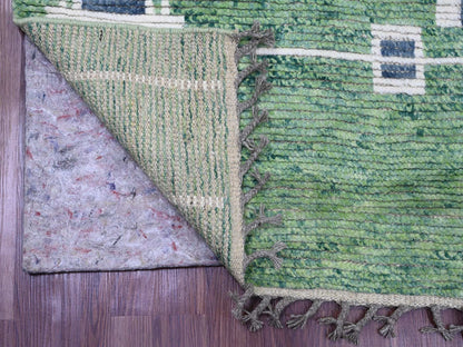 Green 5'1" x 12'3" Tribal Hand knotted Wool Rug - Sku: O020548