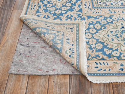 Kerman Vintage hand-knotted wool rug in Ivory & Blue, 9'7" x 10' — SKU O02054 (view 5)