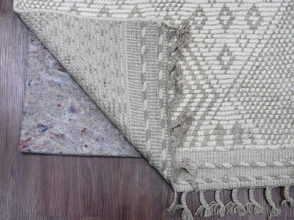 Ivory 2'5" x 14'3" Tribal Hand knotted Wool Rug - Sku: O020554