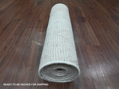 Tribal & Geometric hand-knotted wool runner in Ivory, 2'5" x 14'3" — SKU O020554 (view 4)