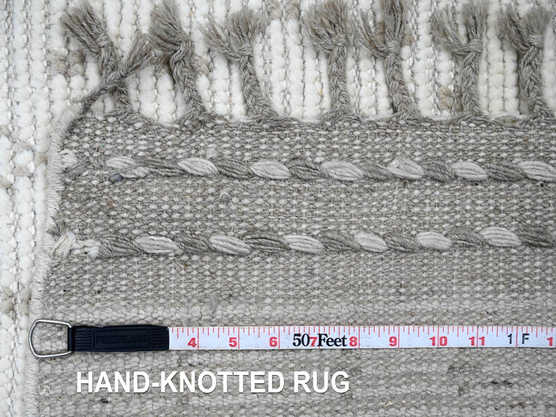 Tribal & Geometric hand-knotted wool runner in Ivory, 2'5" x 14'3" — SKU O020554 (view 6)
