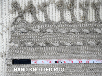 Tribal & Geometric hand-knotted wool runner in Ivory, 2'5" x 14'3" — SKU O020554 (view 6)