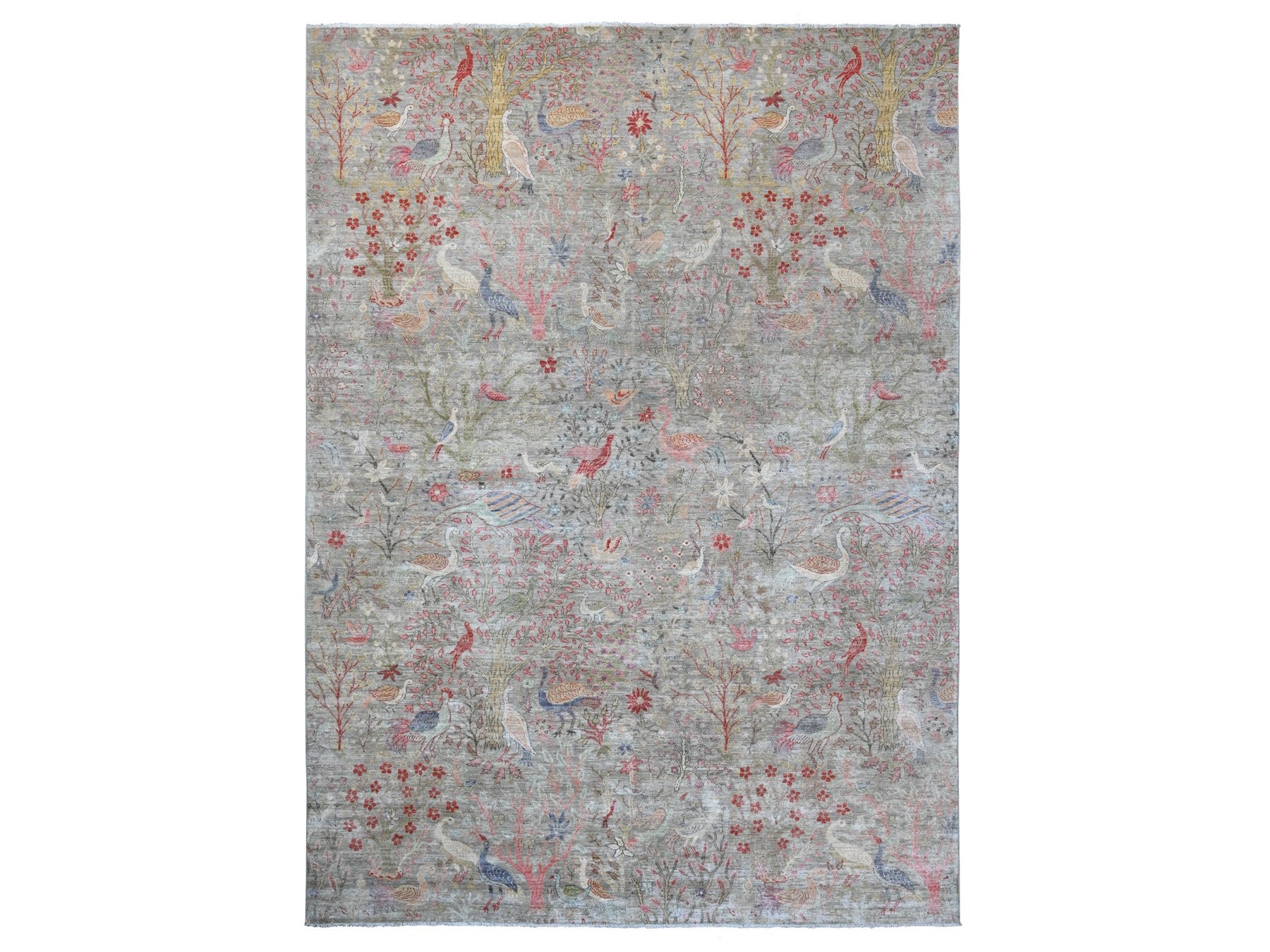 Grey 9'11" x 13'8" Oushak And Peshawar Hand knotted Wool Rug - Sku: O020559