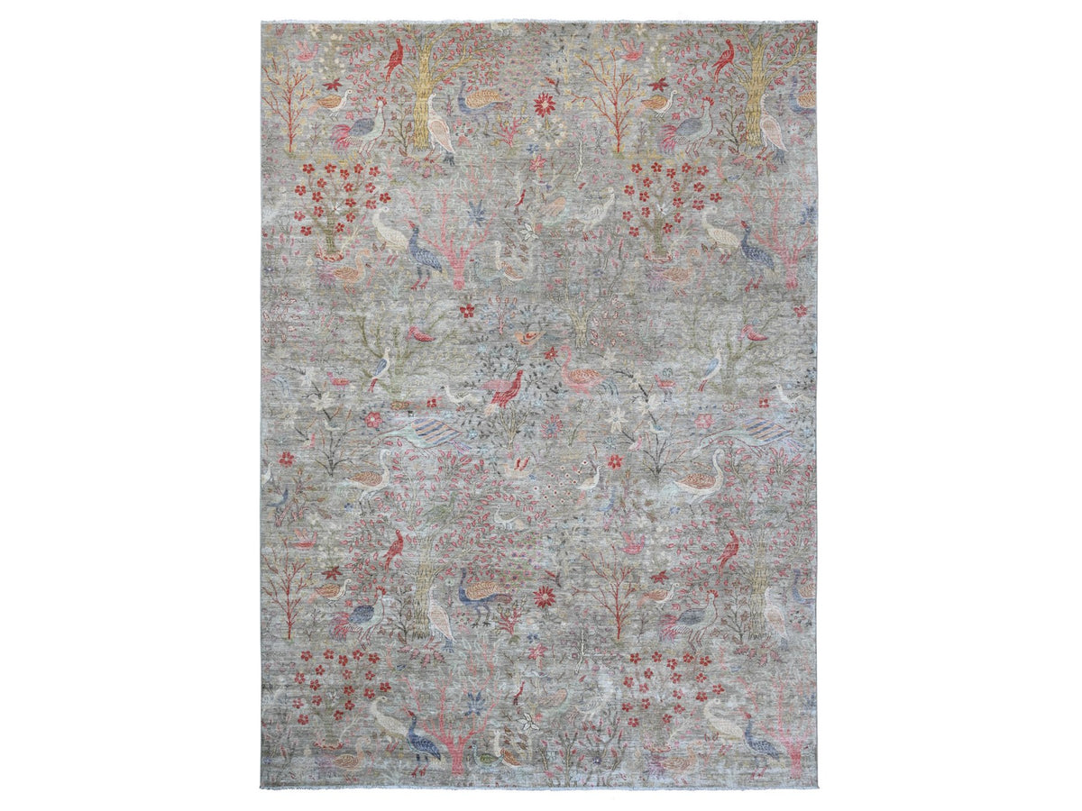 Peshawar Oushak hand-knotted wool rug in Gray, 9'11" x 13'8" — SKU O020559