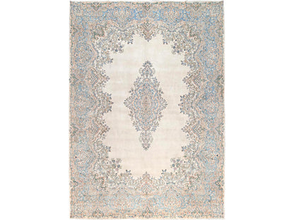 Kerman Vintage hand-knotted wool rug in Ivory, 9'11" x 13'9" — SKU O02055