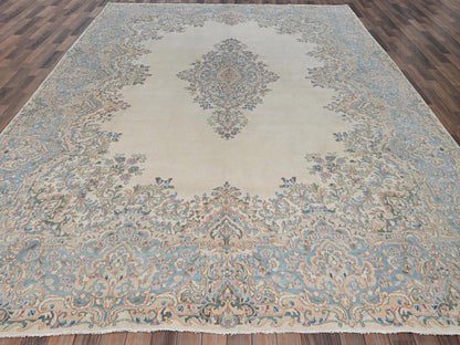 Kerman Vintage hand-knotted wool rug in Ivory, 9'11" x 13'9" — SKU O02055 (view 2)