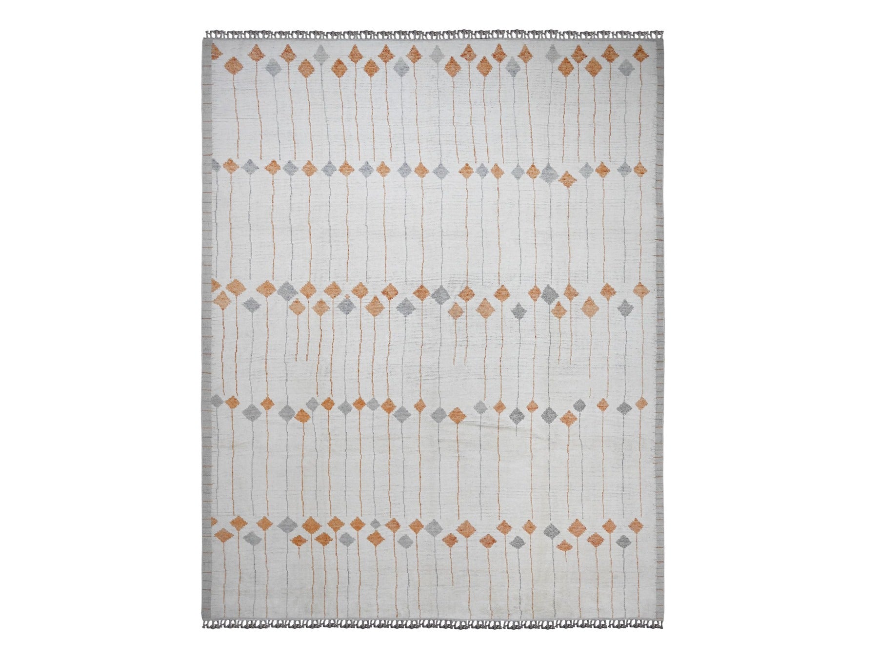 Tribal & Geometric hand-knotted wool rug in Ivory, 12'5" x 15'2" — SKU O020560