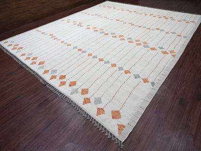 Ivory 12'5" x 15'2" Tribal Hand knotted Wool Rug - Sku: O020560