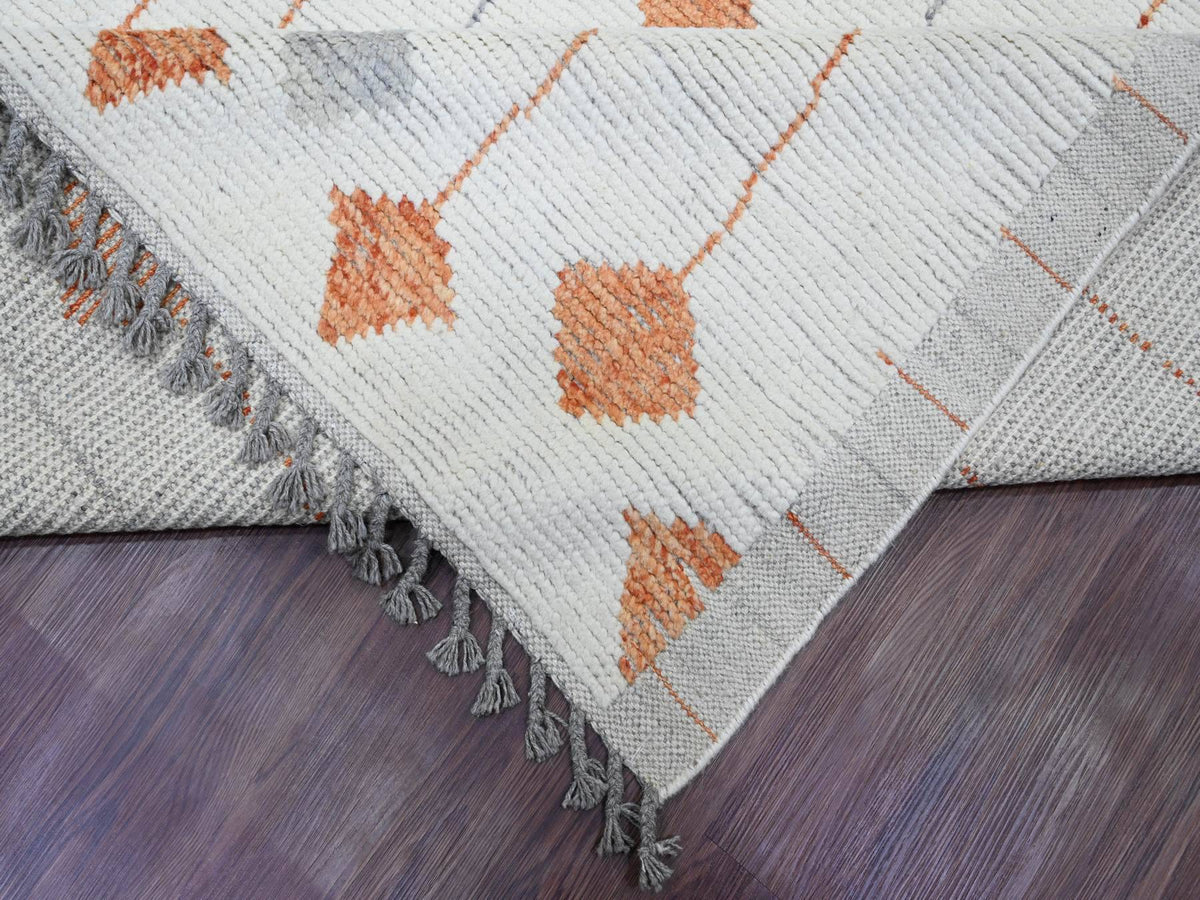 Tribal & Geometric hand-knotted wool rug in Ivory, 12'5" x 15'2" — SKU O020560 (view 6)