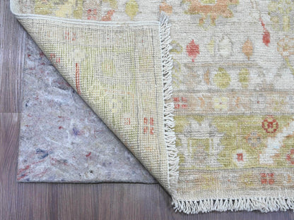 Oushak Oushak hand-knotted wool runner in Ivory & Green, 4' x 11'9" — SKU O020571 (view 2)