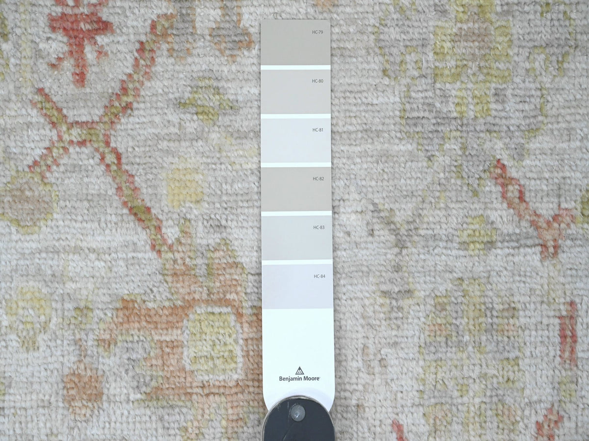Oushak Oushak hand-knotted wool runner in Ivory & Green, 4' x 11'9" — SKU O020571 (view 3)