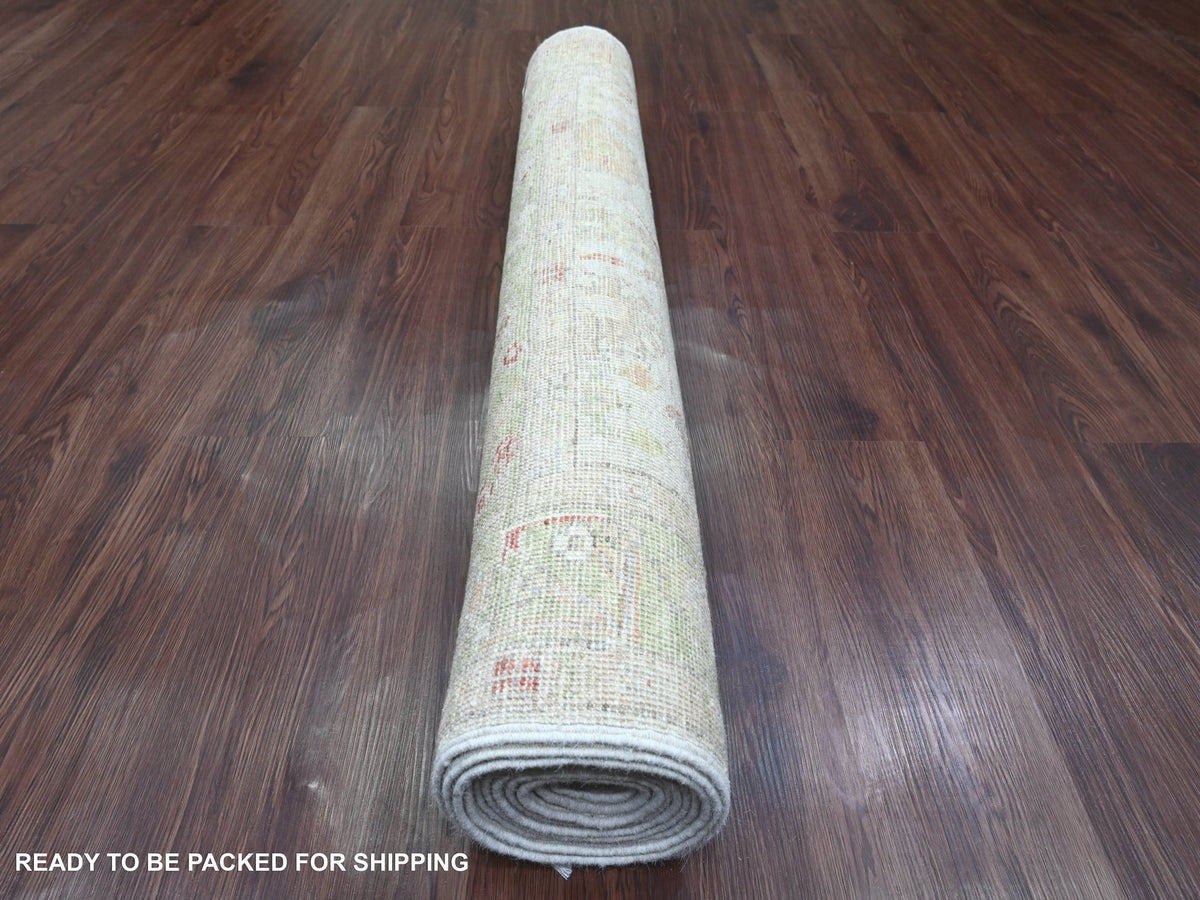 Oushak Oushak hand-knotted wool runner in Ivory & Green, 4' x 11'9" — SKU O020571 (view 4)