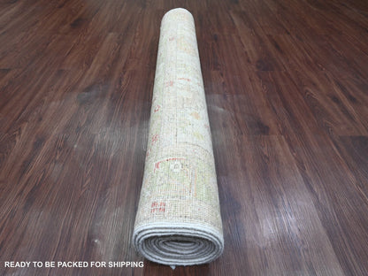 Oushak Oushak hand-knotted wool runner in Ivory & Green, 4' x 11'9" — SKU O020571 (view 4)