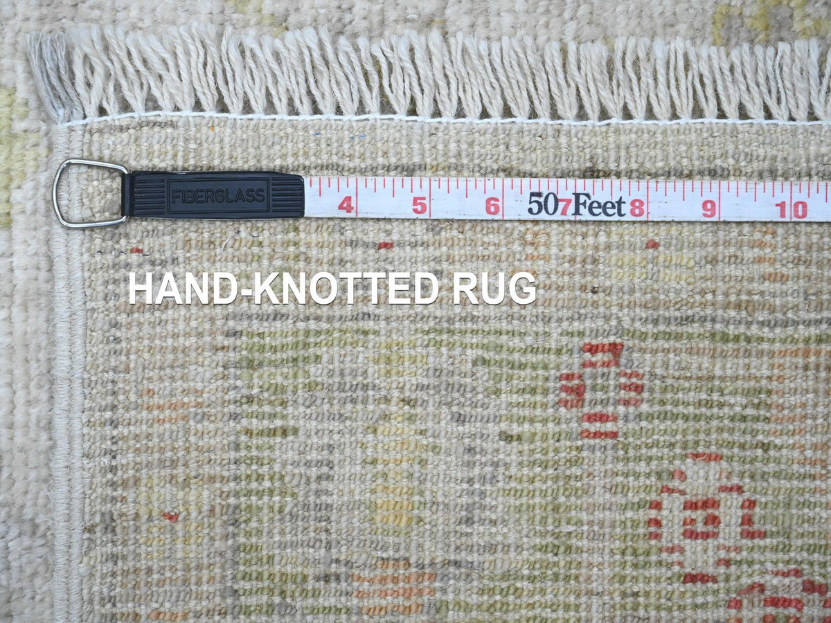 Oushak Oushak hand-knotted wool runner in Ivory & Green, 4' x 11'9" — SKU O020571 (view 6)