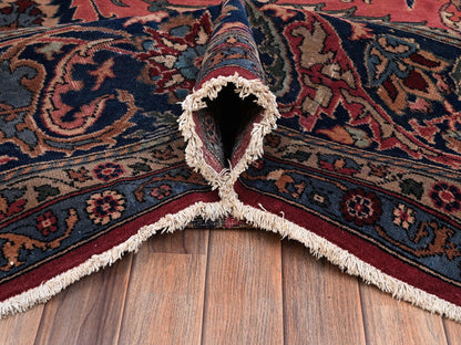 Antique hand-knotted wool rug in Red & Midnight Blue, 13'2" x 20'8" — SKU O02057 (view 6)