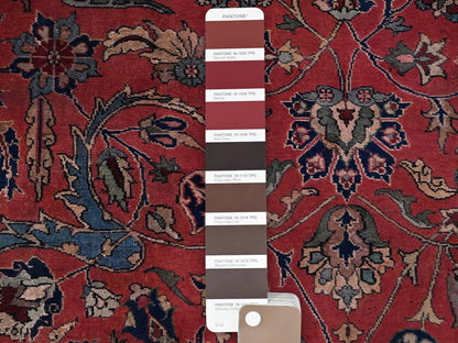 Antique hand-knotted wool rug in Red & Midnight Blue, 13'2" x 20'8" — SKU O02057 (view 8)