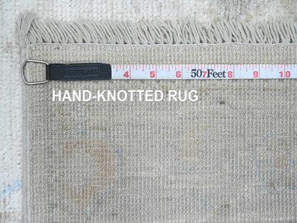Oushak Oushak hand-knotted wool runner in Ivory & Light Gray, 2'8" x 12'4" — SKU O020582 (view 6)