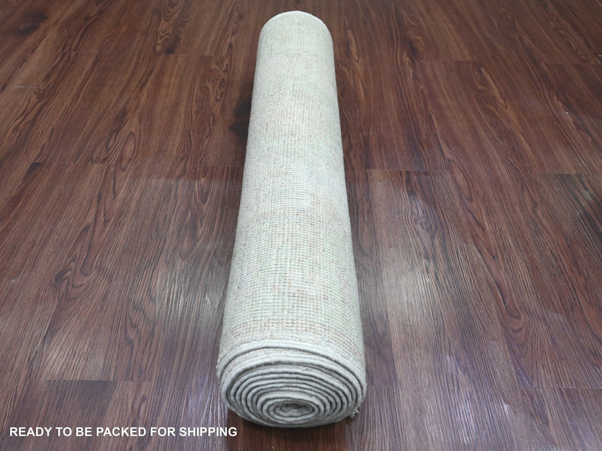 Oushak Oushak hand-knotted wool runner in Ivory & Light Green, 2'10" x 11'5" — SKU O020584 (view 4)