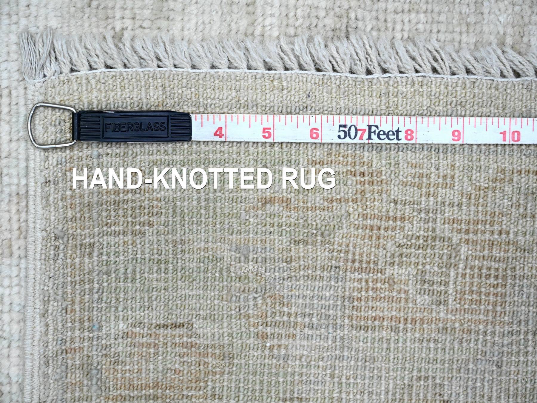 Oushak Oushak hand-knotted wool runner in Ivory & Light Green, 2'10" x 11'5" — SKU O020584 (view 6)