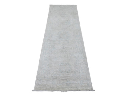 Ivory 2'7" x 7'9" Oushak And Peshawar Hand knotted Wool Rug - Sku: O020588