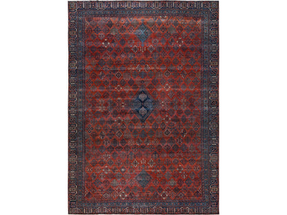 Antique hand-knotted wool rug in Red & Blue, 12'6" x 17'9" — SKU O02058