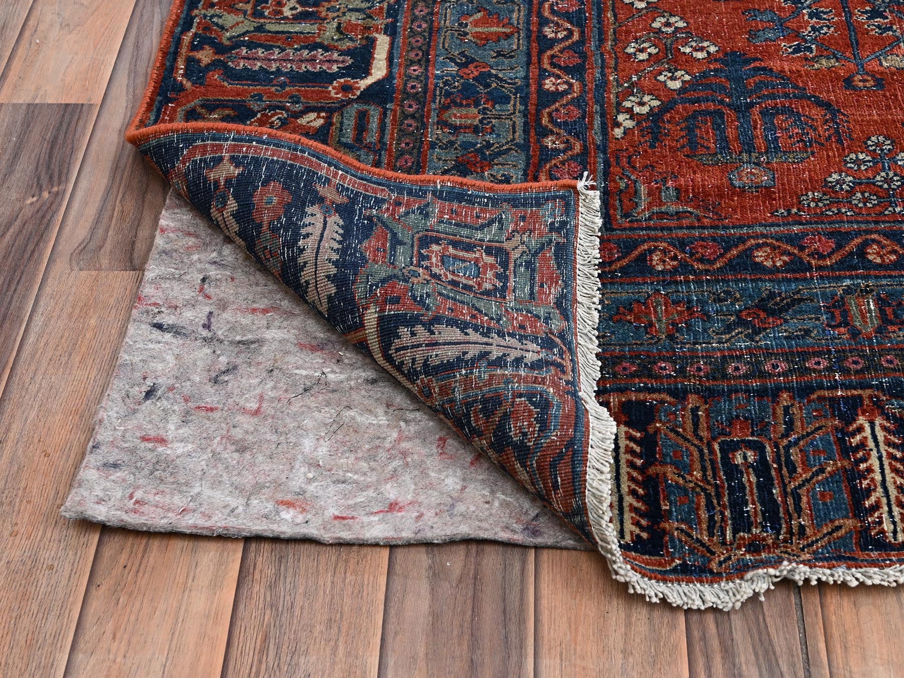 Antique hand-knotted wool rug in Red & Blue, 12'6" x 17'9" — SKU O02058 (view 5)