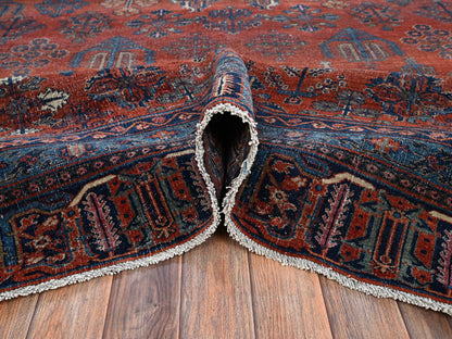 Antique hand-knotted wool rug in Red & Blue, 12'6" x 17'9" — SKU O02058 (view 6)