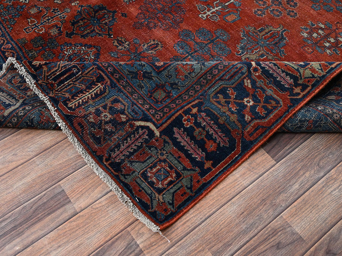 Antique hand-knotted wool rug in Red & Blue, 12'6" x 17'9" — SKU O02058 (view 7)