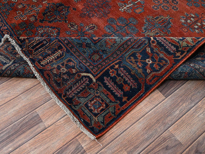 Antique hand-knotted wool rug in Red & Blue, 12'6" x 17'9" — SKU O02058 (view 7)