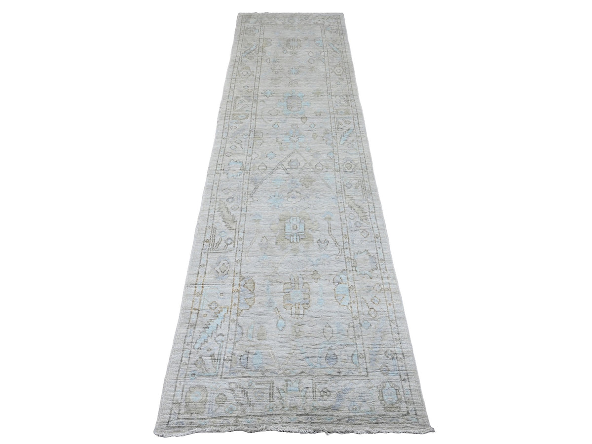 Oushak Oushak hand-knotted wool runner in Gray, 2'6" x 9'7" — SKU O020591