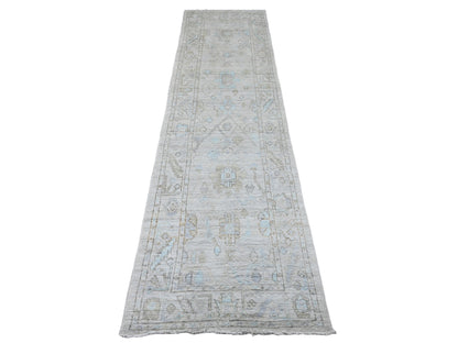 Oushak Oushak hand-knotted wool runner in Gray, 2'6" x 9'7" — SKU O020591
