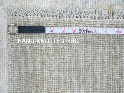 Ivory 3'0" x 9'9" Oushak And Peshawar Hand knotted Wool Rug - Sku: O020592