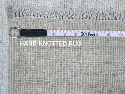 Ivory 2'7" x 7'8" Oushak And Peshawar Hand knotted Wool Rug - Sku: O020593