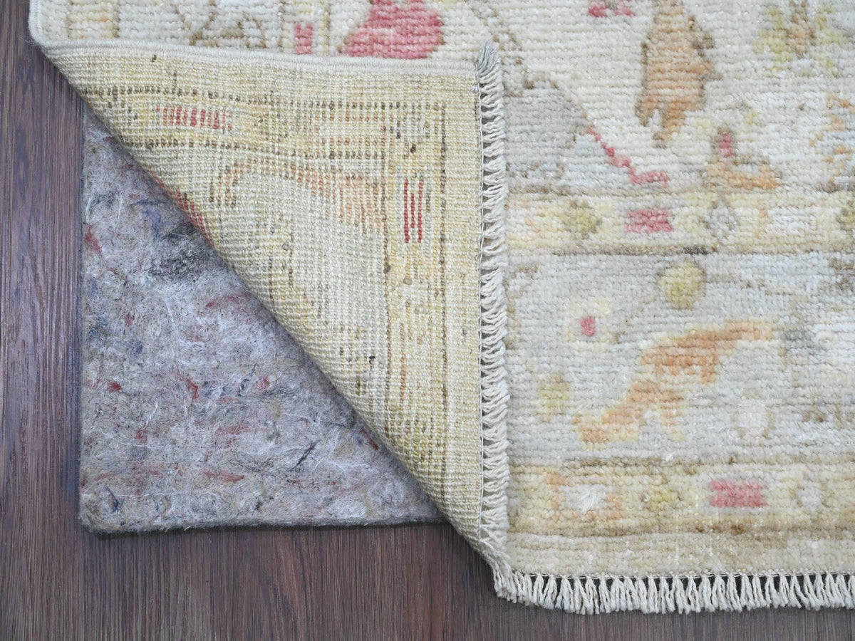 Oushak Oushak hand-knotted wool runner in Ivory & Light Blue, 4' x 19'2" — SKU O020595 (view 2)