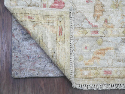 Oushak Oushak hand-knotted wool runner in Ivory & Light Blue, 4' x 19'2" — SKU O020595 (view 2)