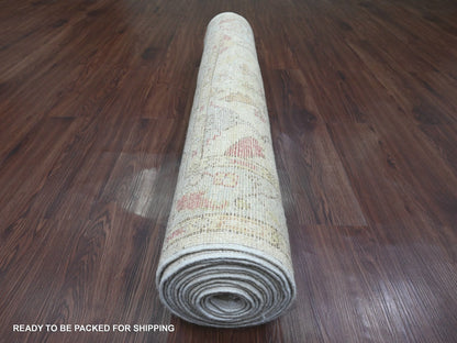 Oushak Oushak hand-knotted wool runner in Ivory & Light Blue, 4' x 19'2" — SKU O020595 (view 4)