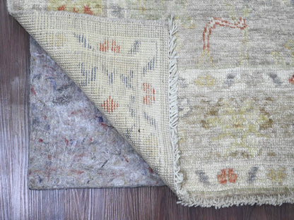 Grey 4'1" x 5'9" Oushak And Peshawar Hand knotted Wool Rug - Sku: O020596