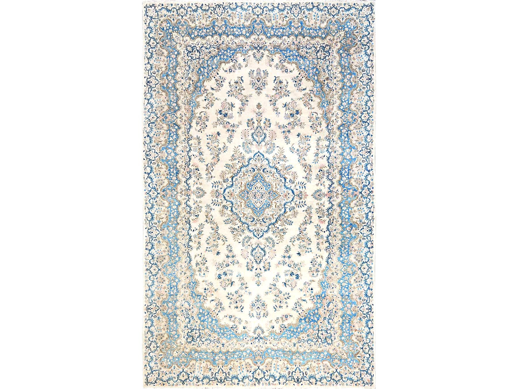 Kerman Vintage hand-knotted wool rug in Ivory, 10'1" x 16'9" — SKU O02059