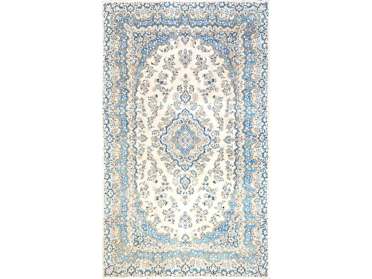 Kerman Vintage hand-knotted wool rug in Ivory, 10'1" x 16'9" — SKU O02059