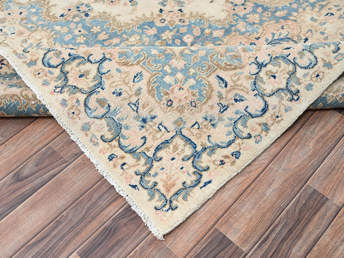 Kerman Vintage hand-knotted wool rug in Ivory, 10'1" x 16'9" — SKU O02059 (view 7)