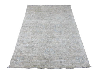 Ivory 4'8" x 6'3" Oushak And Peshawar Hand knotted Wool Rug - Sku: O020606