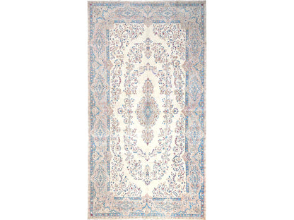 Kerman Vintage hand-knotted wool rug in Ivory & Peach, 10'8" x 19'11" — SKU O02060