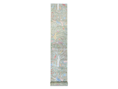Green 2'6" x 21'9" Oushak / Peshawar Hand knotted Wool Rug - Sku: O020614