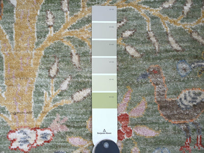 Green 2'6" x 21'9" Oushak / Peshawar Hand knotted Wool Rug - Sku: O020614