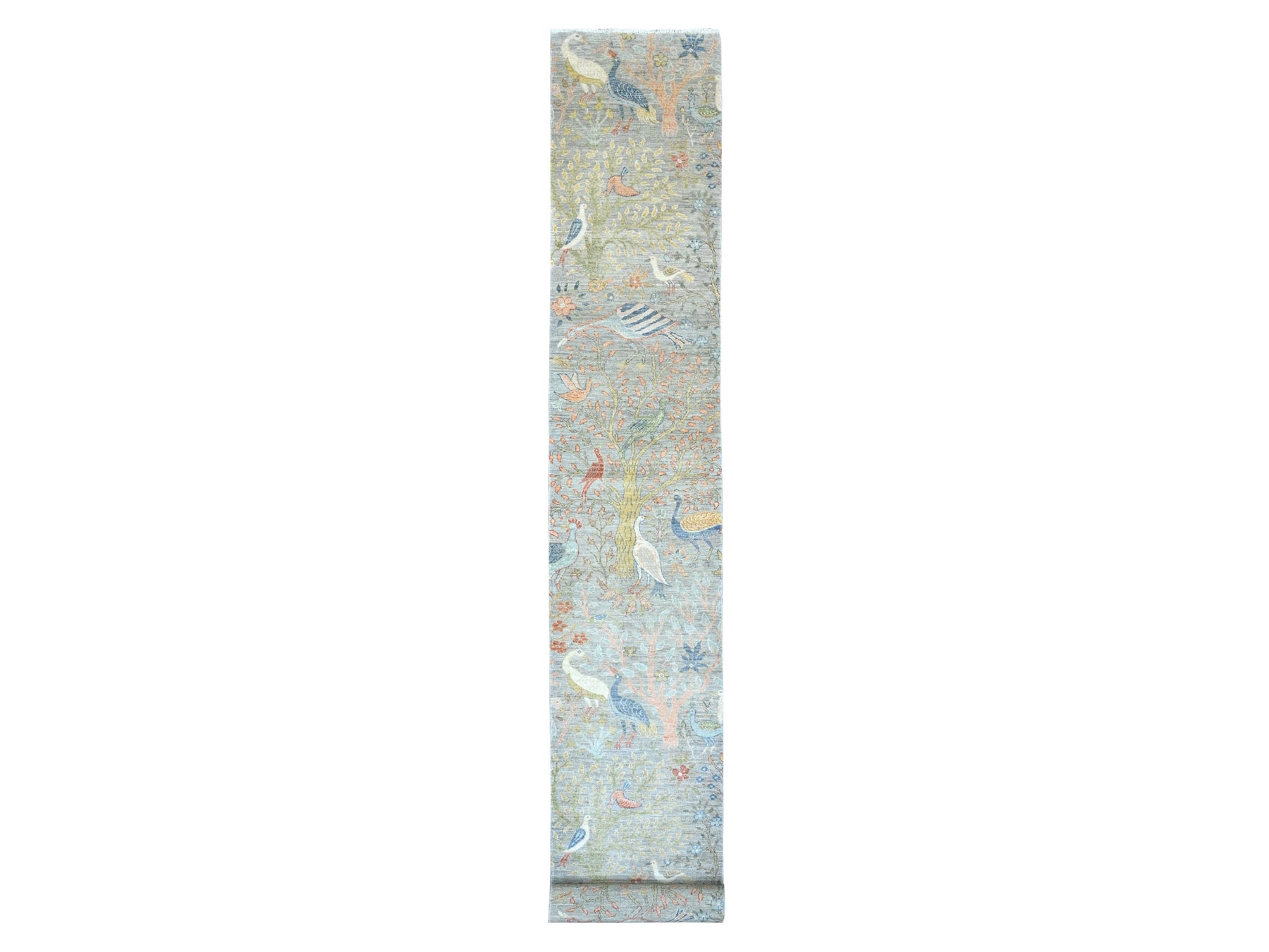 Peshawar Oushak hand-knotted wool runner in Gray, 2'6" x 20'2" — SKU O020615